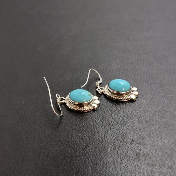 Native America Navajo Sterling Silver Turquoise Dangle Earring's By S. McCarthy - Picture 4 of 7